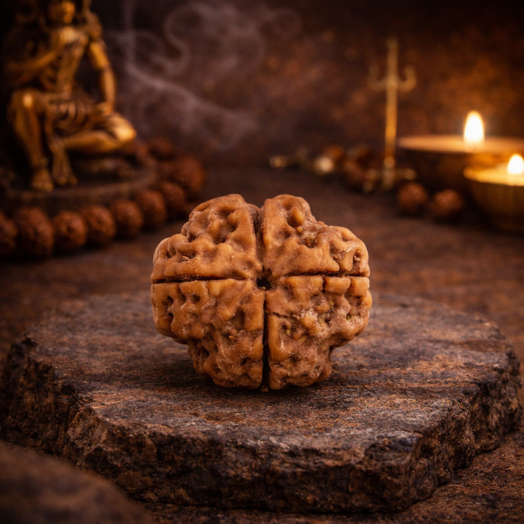 4 Mukhi Rudraksha Nepal Origin - 17mm to 22mm