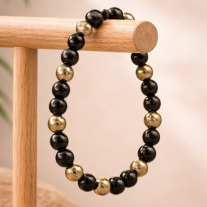 BILLIONARE NATURAL PYRITE WITH BLACK OBSIDIAN BRACELET