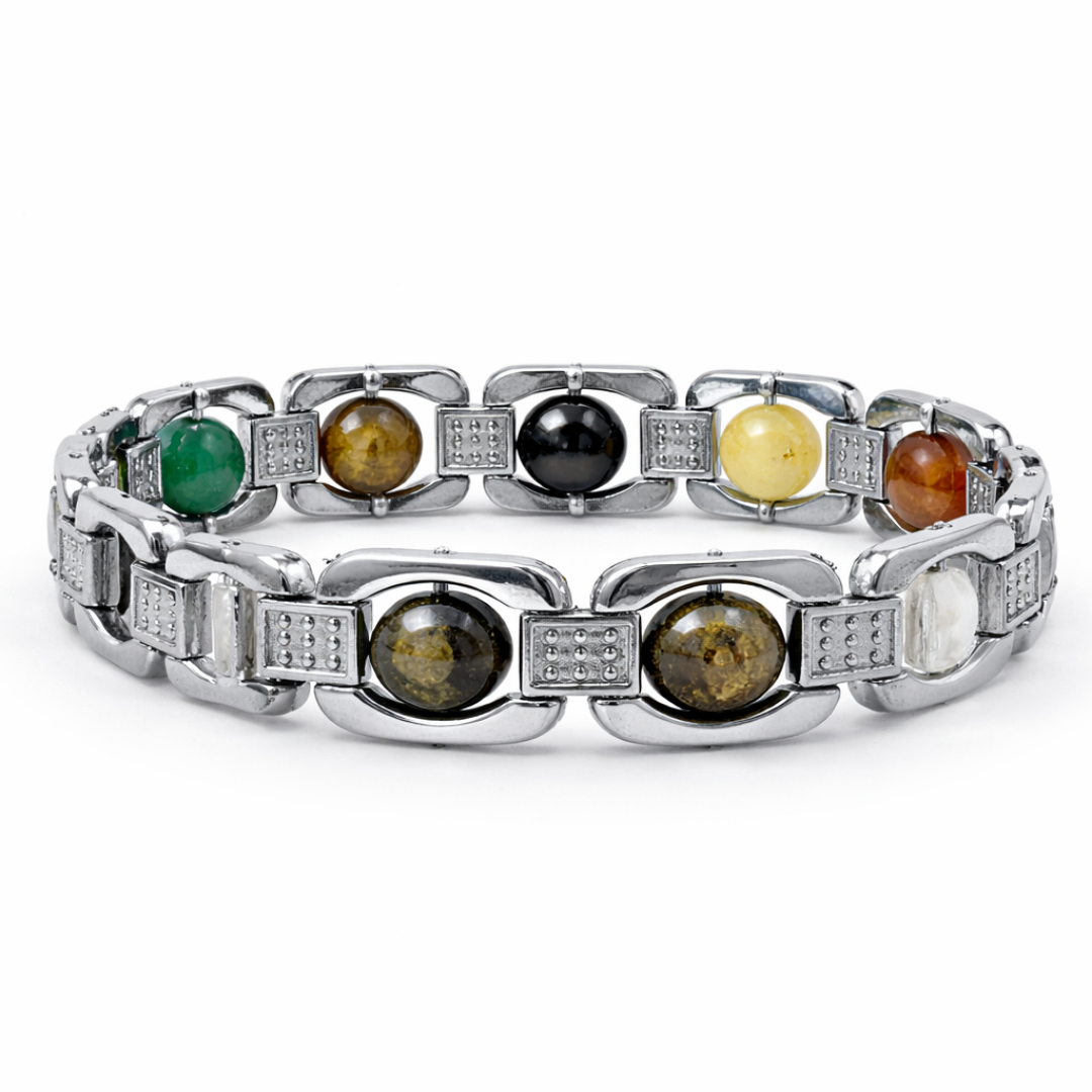 Multi-Stone Stainless Steel Link Bracelet - Image 2